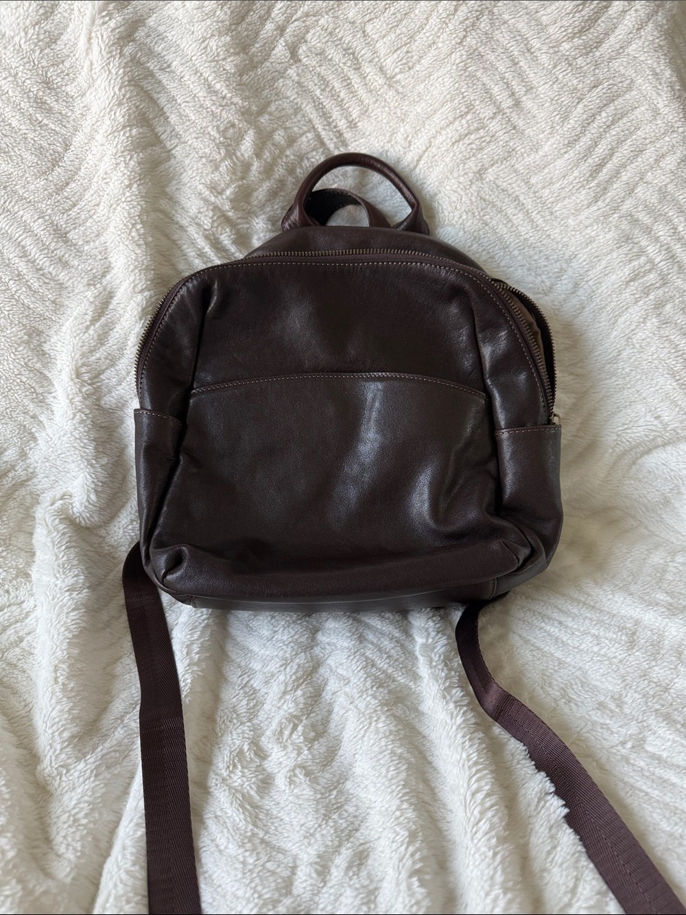 Brown Leather Mini Backpack